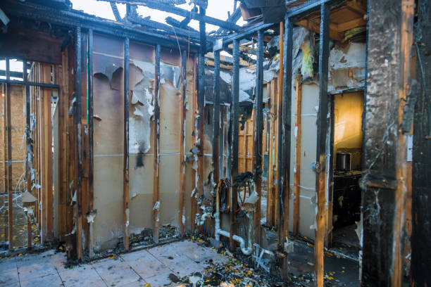 Professional Fire Damage Restoration technician working in Brinklow, MD